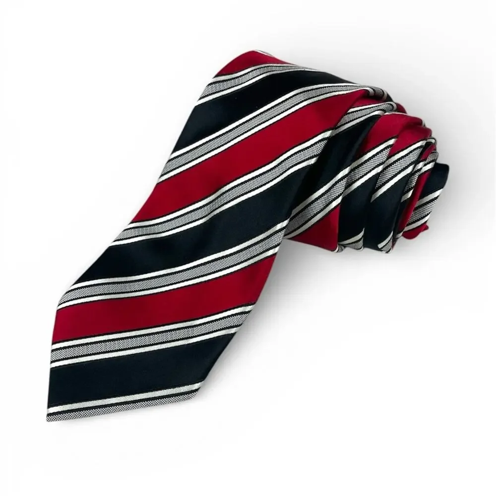 Elegant Donald J Trump signature collection Red and Black Striped Tie 100% silk